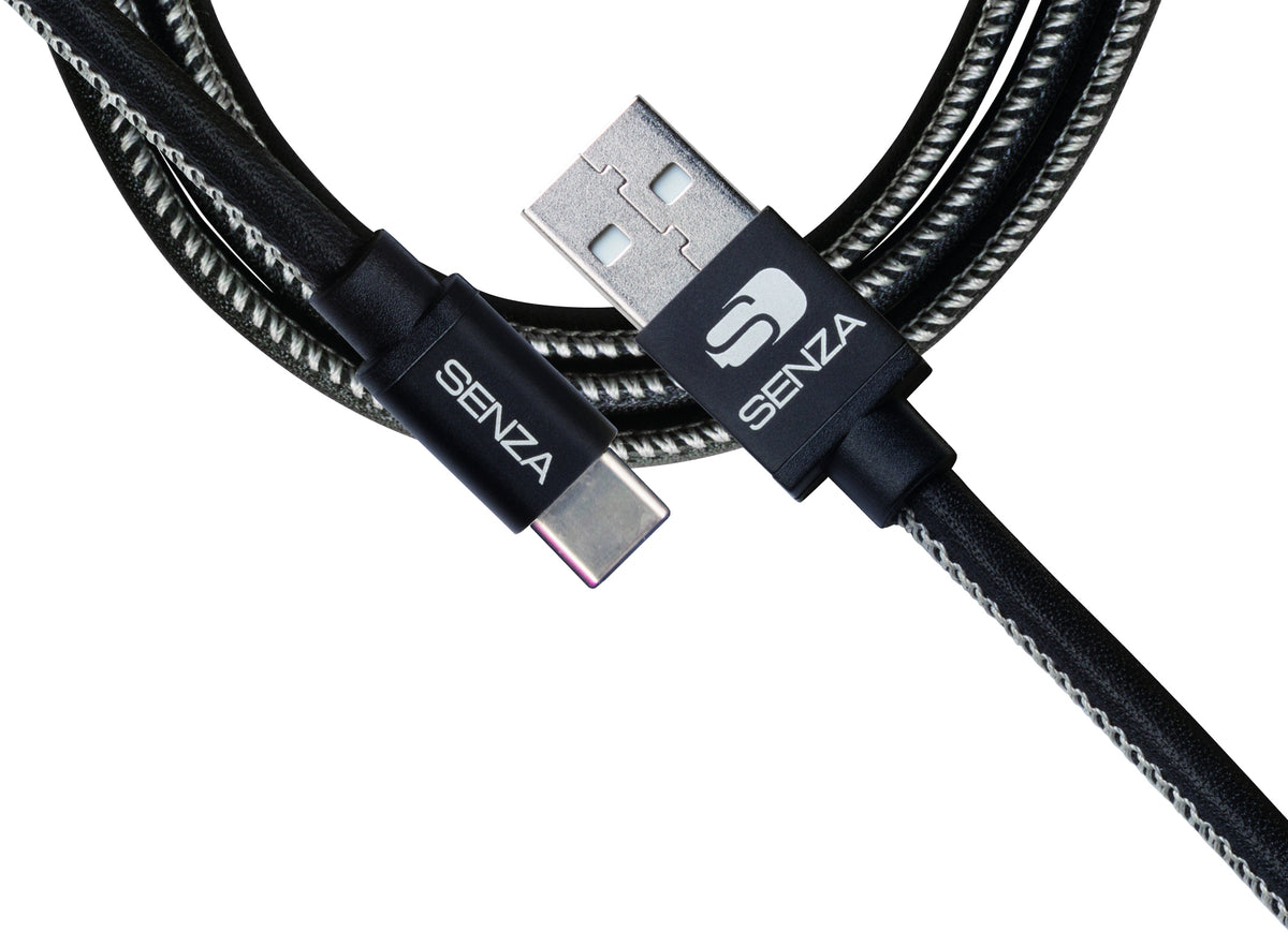 Senza Premium Leather Charge/Sync Cable Usb-C 1.5M. 15W Black