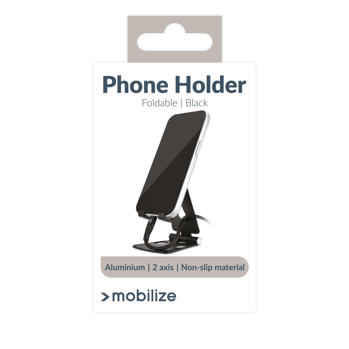 Mobilize Foldable Aluminium Phone Holder Black