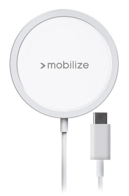Mobilize Magnetic Wireless Charger Magsafe Compatible 15W White Aluminium