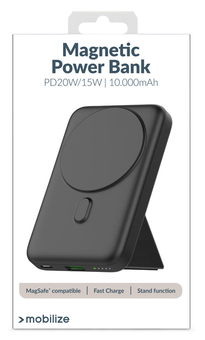 Mobilize Magnetic Wireless Magsafe Compatible Pd Stand Power Bank 10000Mah 15W Black