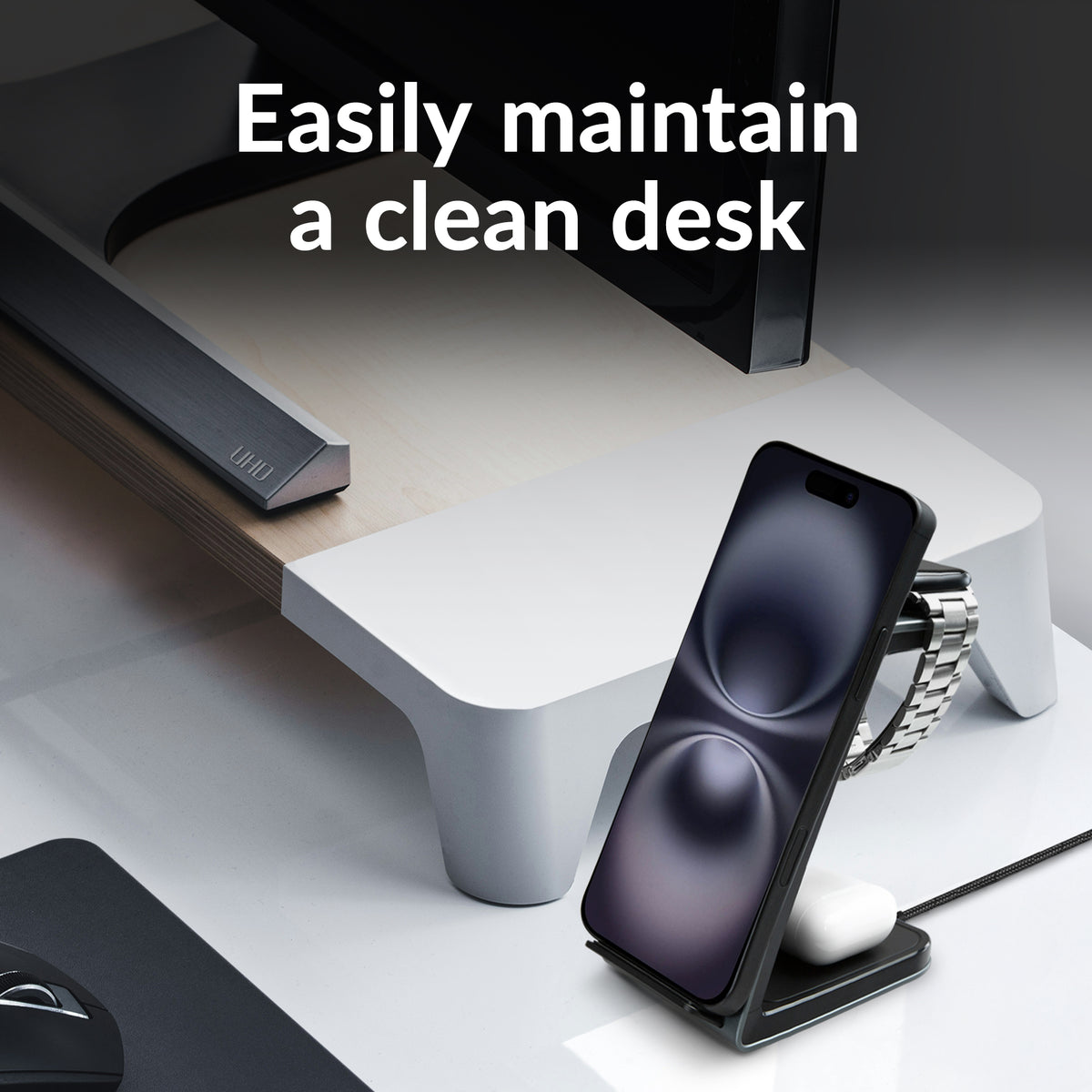 Mobilize 3In1 Aluminium Wireless Charger Station 15W