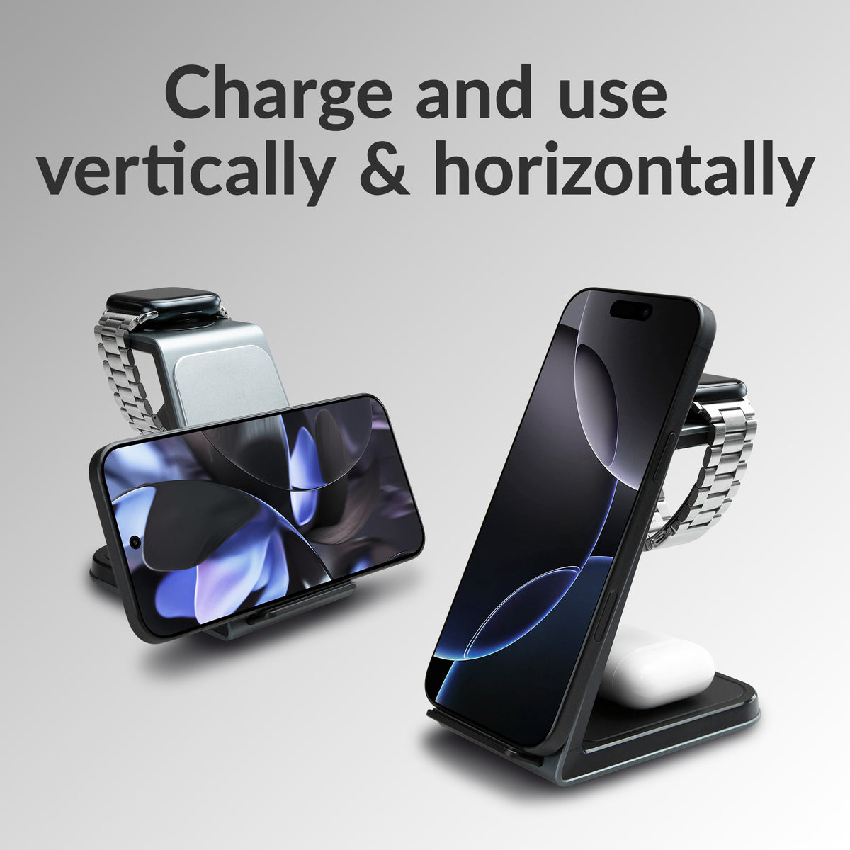 Mobilize 3In1 Aluminium Wireless Charger Station 15W