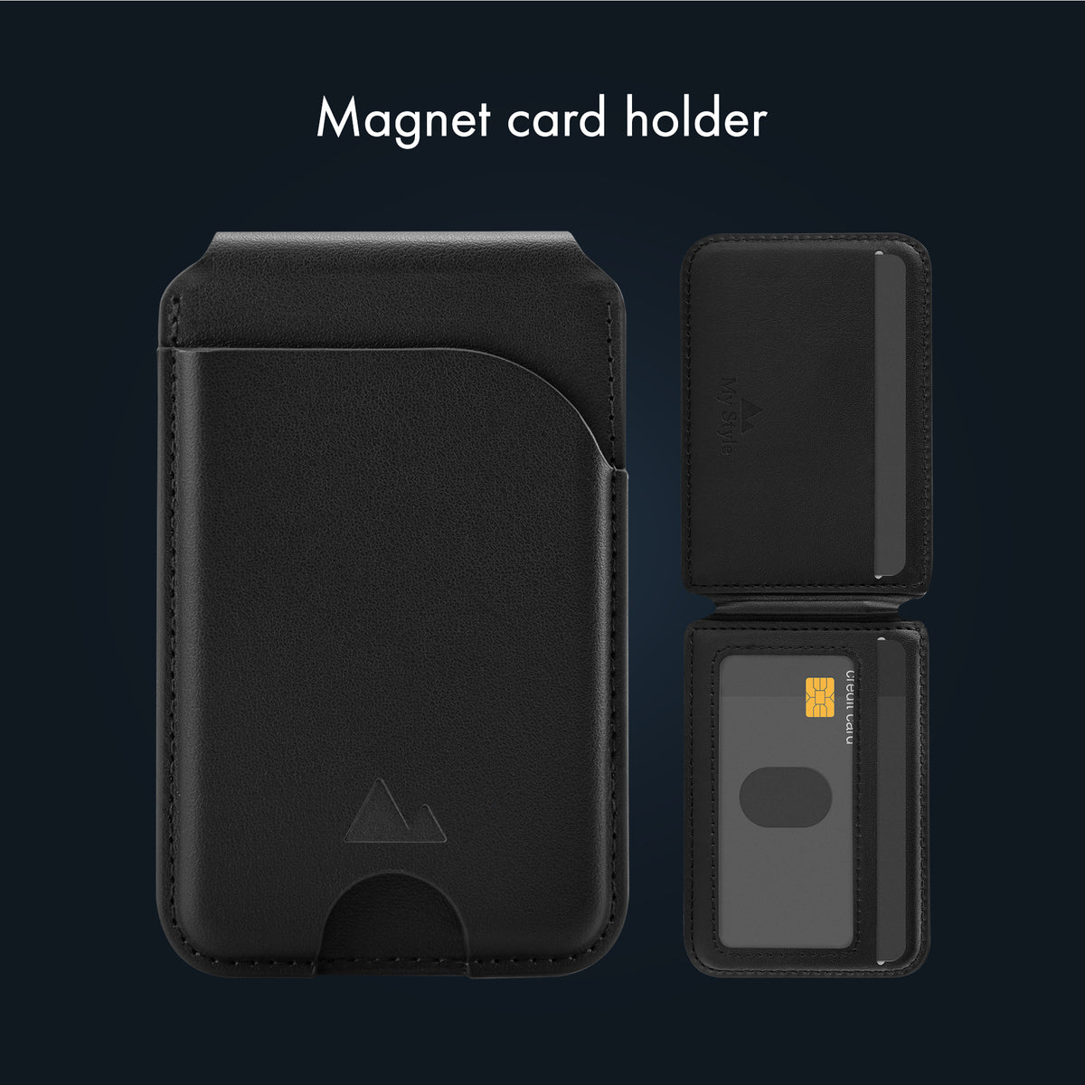 My Style Magsafe Compatible Magnet Card Holder With Stand Function Black