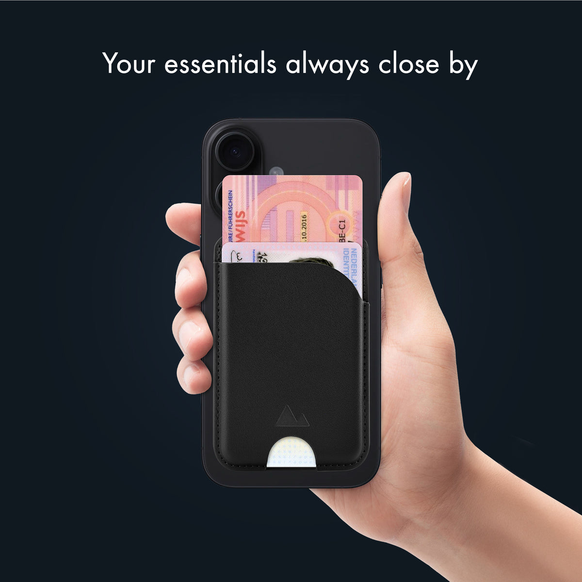 My Style Magsafe Compatible Magnet Card Holder With Stand Function Black