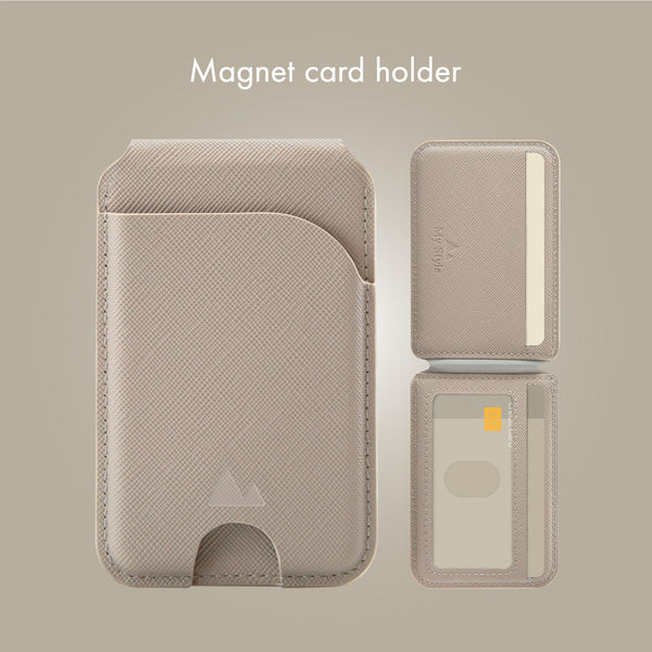 My Style Magsafe Compatible Magnet Card Holder With Stand Function Warm Grey