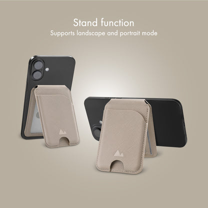 My Style Magsafe Compatible Magnet Card Holder With Stand Function Warm Grey