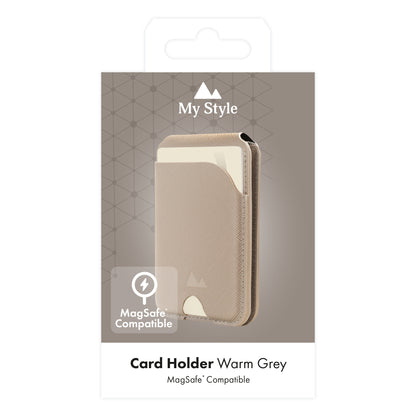 My Style Magsafe Compatible Magnet Card Holder With Stand Function Warm Grey