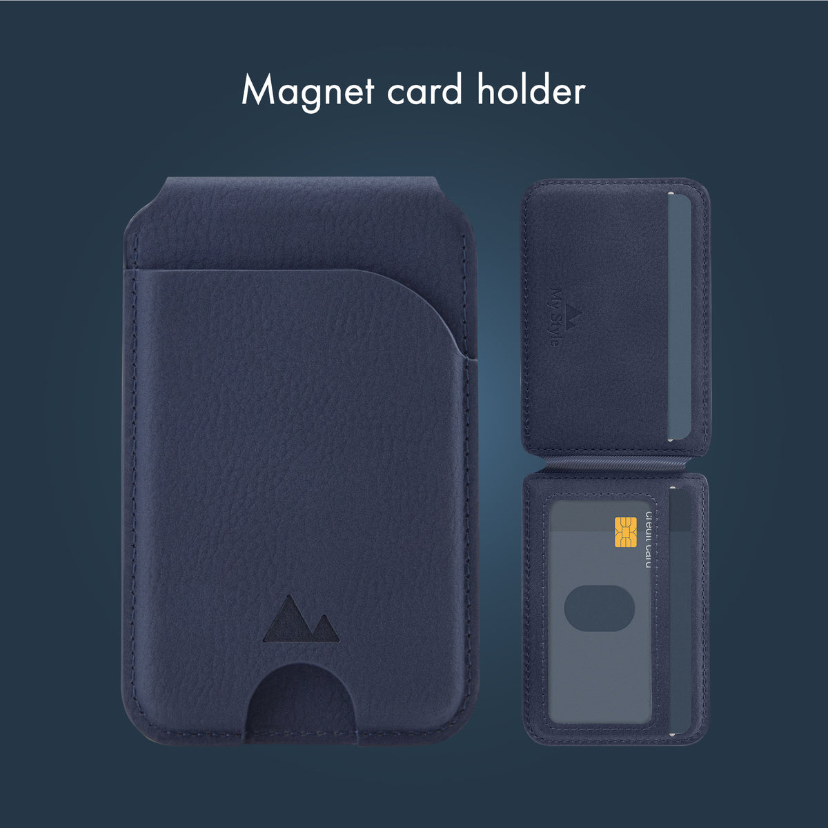 My Style Magsafe Compatible Magnet Card Holder With Stand Function Midnight Blue